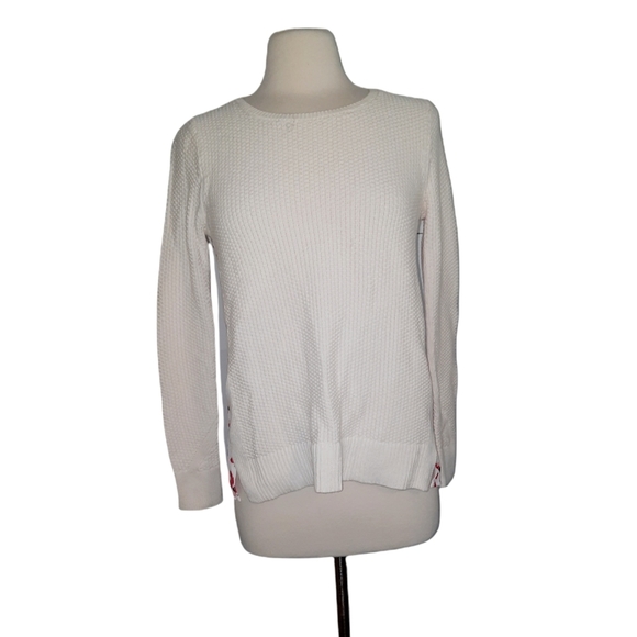 Loft Sweater XS White Crew Neck 100% Cotton top shirt blouse Pullover essential - Picture 1 of 4